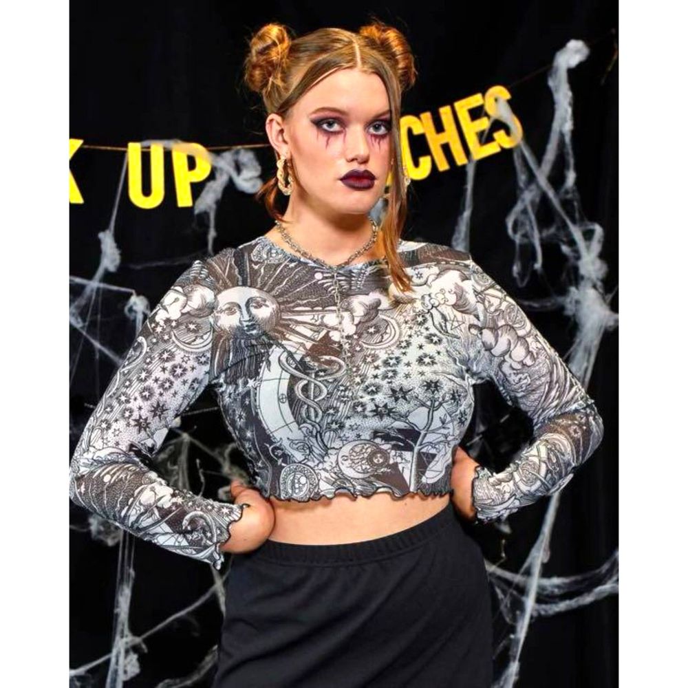 Romwe Sheer Crop Top Blouse Size OXL